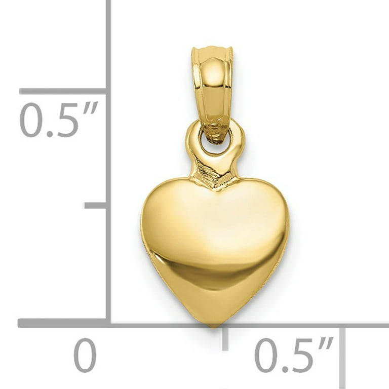 Carat in Karats 10K Yellow Gold Polished Solid 3D Heart Pendant Charm With 10K Yellow Gold Lightweight Rope Chain Necklace 20''
