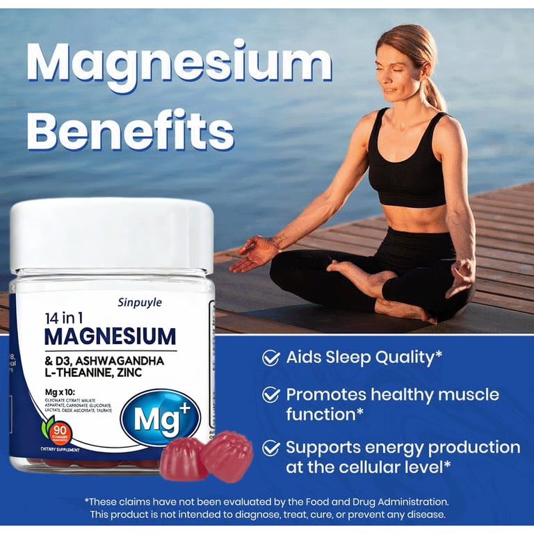 14 in 1 Magnesium Gummies 500mg | with Vitamin D3, Ashwagandha, L