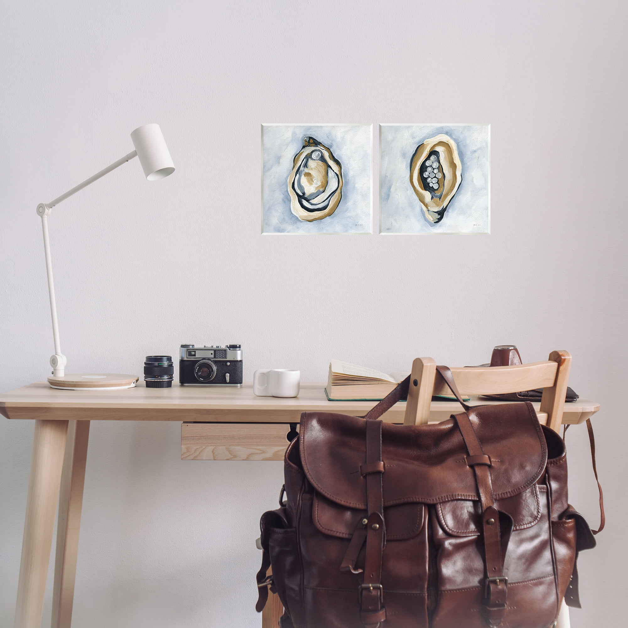 Stupell Industries Oyster with Pearls Nautical & Beach Painting Unframed Art Print Wall Art, 12 x 12, Set of 2