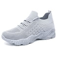 thumbnail image 4 of Women Breathable Knit Lace Up Walking Sneakers, Thick Cushioned Sole Lightweight Daily Commute Casual Outdoor Footwear Gray 7.5, 4 of 7