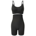 thumbnail image 5 of Women Seamless Yoga Set 2 Piece Workout Sport Bra Crop Top with High Waist Biker Shorts Legging Outfit Tracksuit, 5 of 5