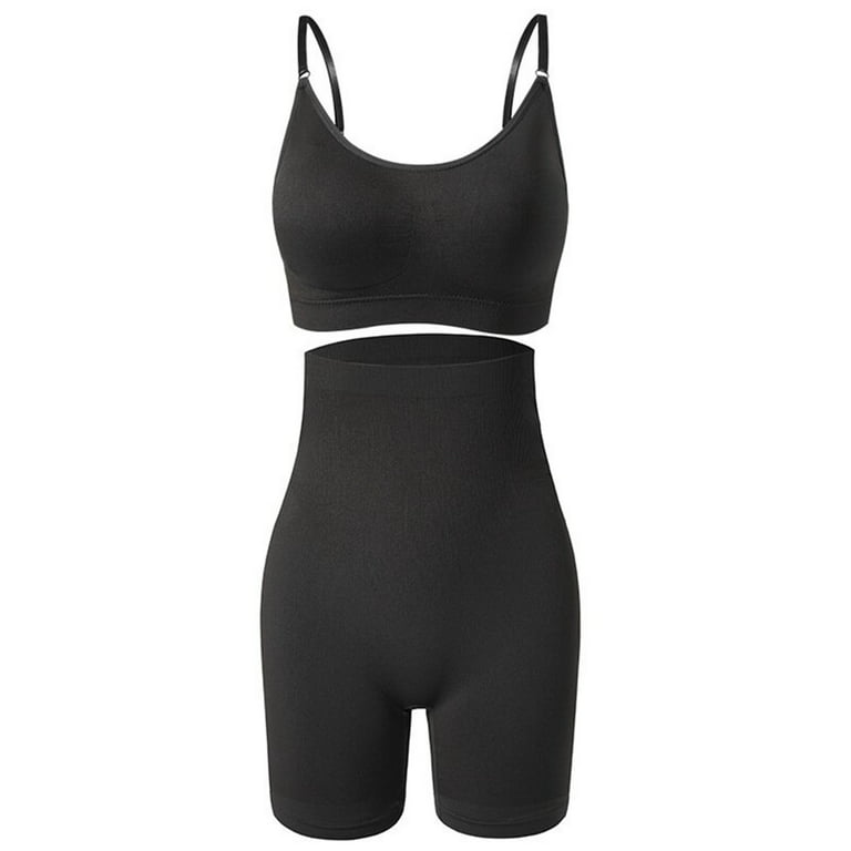Herrnalise Shapewear for Women Tummy Control Plus Size Large SportsHoop  Free Underwear French Fitness Yoga Gathering Sling BraHigh Waist Boxer Suit  Black 