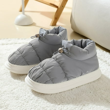 

uikmnh Warm Slippers Fashion Winter Women Slippers Thick Bottom Flat Soft Warm Comfortable Solid Color Elastic Band Slip On 6