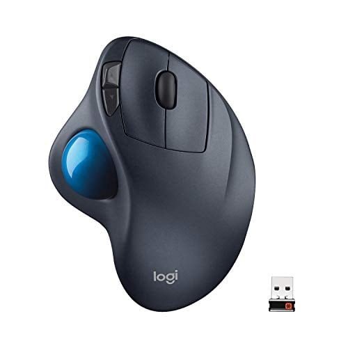 Logitech M570 Wireless Trackball Mouse – Diseño ergonómico con forma esculpida a la derecha, compatible con computadoras Apple Mac y Microsoft Windows, receptor unificador USB, gris oscuro