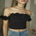 thumbnail image 2 of Women‘s Trendy Slim Fitted Tube Tops Sleeveless Off Shoulder Flower Decor Crop Tops, 2 of 6