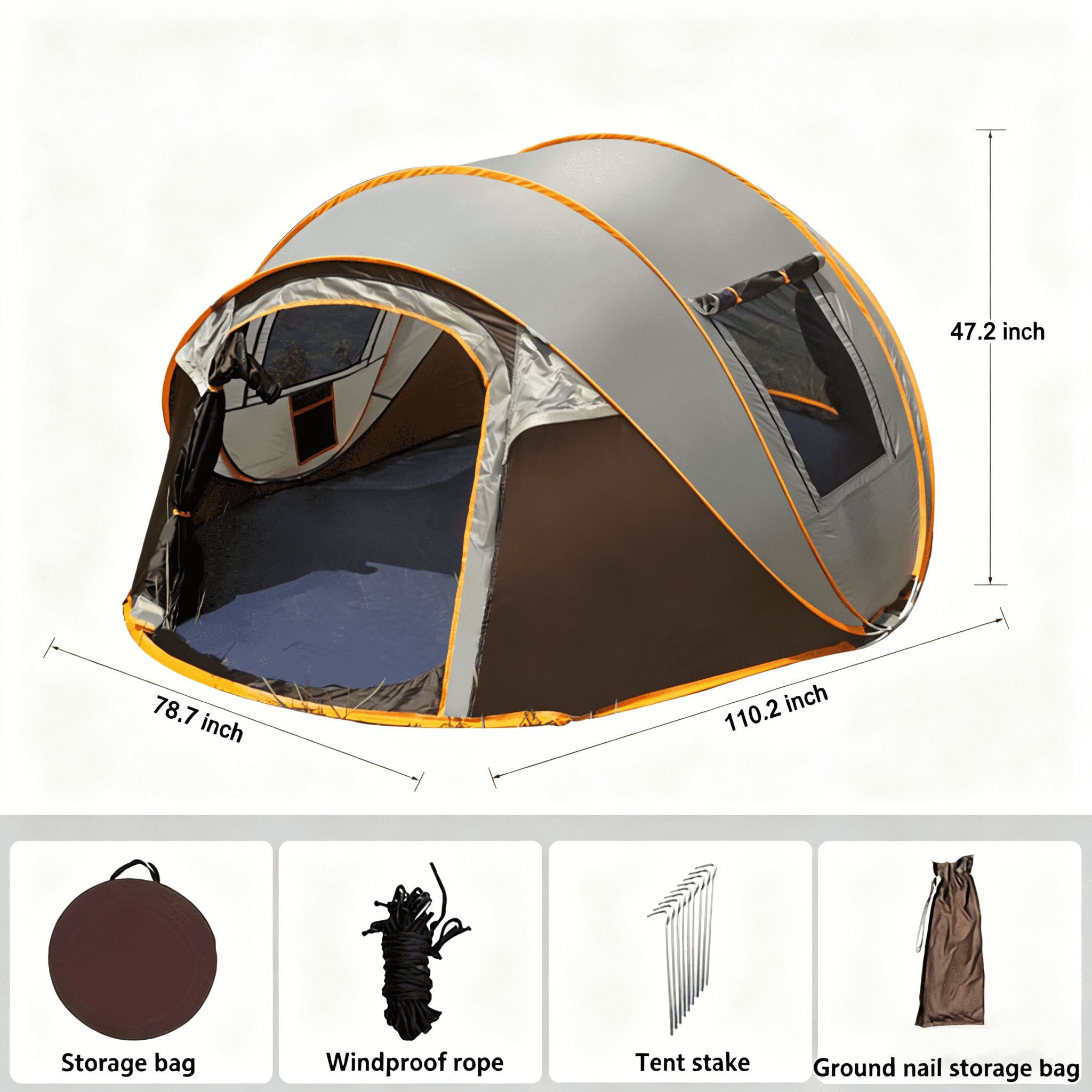 Mapskey 5-6 Person Waterproof Pop-Up Camping Tent, Lightweight