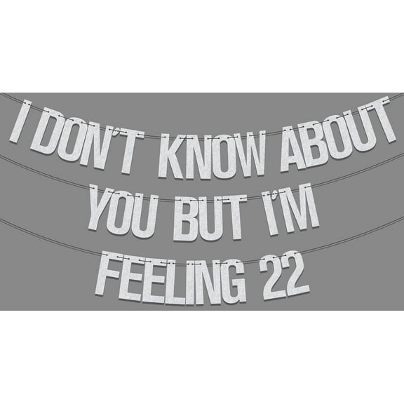 I Don't Know About You But I'm Feeling 22 Banner,I'm Feeling 22 Banner,22nd Birthday Party Decorations,Funny Happy 22nd Birthday Party Decor,Cheers to 22 Years Old Anniversary Party Supplies Silver