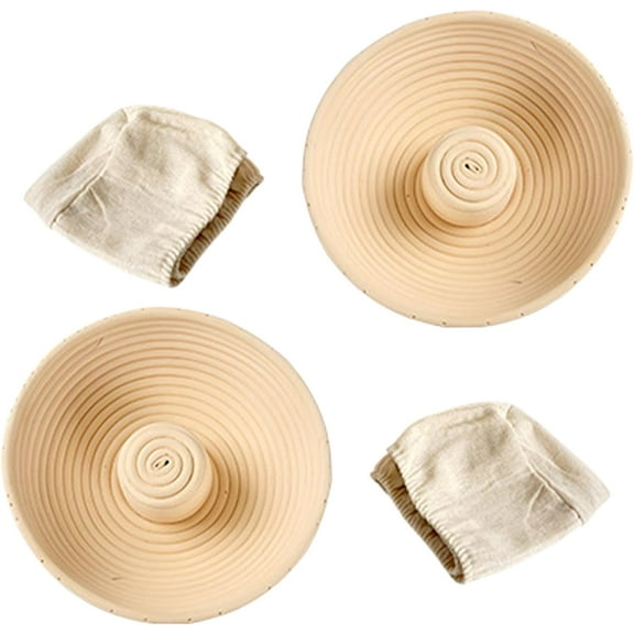 Banneton Bread Proofing Basket:9 Inch Sourdough Proofing Basket with Liner for Bread Baking, Homemade Rattan Banneton Proofing Basket,Proofing Bowls for Sourdough Bread Making,Round,2PCS