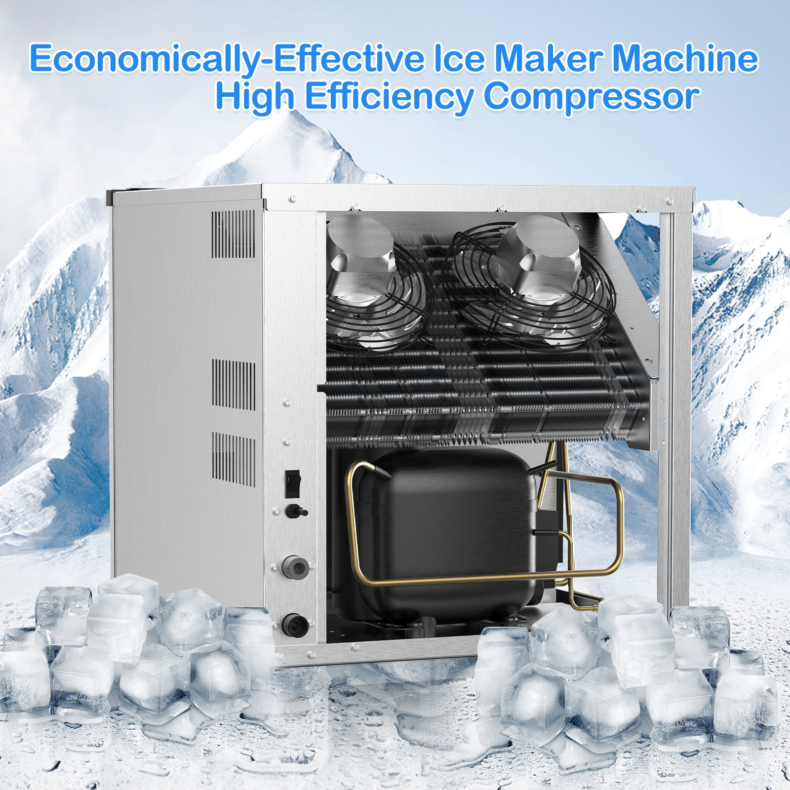 TITTLA 420Lbs/24H Commercial Ice Maker Machine,300 Lbs Storage,156 Ice Cubes in 12-15 Mins,Stainless Steel Ice Maker for Restaurant Bar Cafe Commercial Use