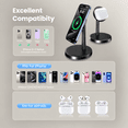thumbnail image 2 of Oandys 2 Pack 15W Fast Magnetic Wireless Charger Stand, Charging Station, Compatible with 18/17/16/15/14/13/12 Series, Black, 2 of 7