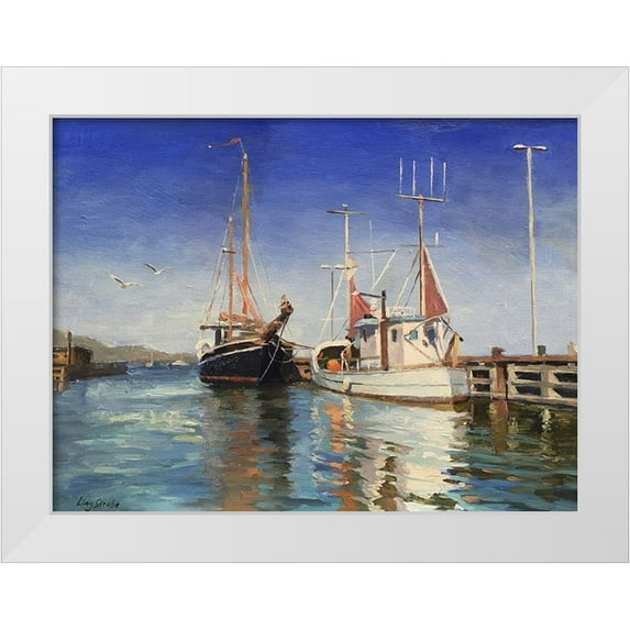 Strube, Ling 14x12 White Modern Wood Framed Museum Art Print Titled - Danmark Harbour