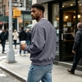 thumbnail image 4 of Delconic Men's Sweatshirts Soft Long Sleeve Crewneck Sweatshirt Midweight Fleece Sweat Shirt Breathable Pullover Sweater S-3XL Gray 3XL, 4 of 6