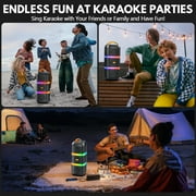 JYX Karaoke Machine for Aldult, Portable Speaker Bluetooth for Outdoor Parties with 2 Microphones, 3 Subwoofer, T29-T