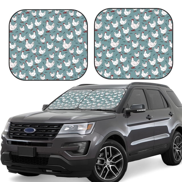 Fotbe Farm Birds Juego de 2 Piezas de Parasoles para Parabrisas | Bloqueador Solar para Auto | Accesorios Plegables para Protección Solar Interior-Small