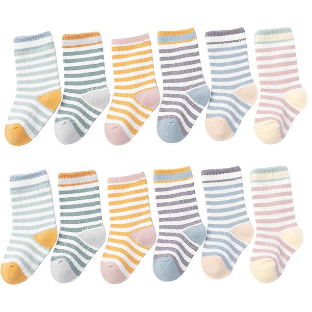 6 pares de calcetines tobilleros de algodón para niños pequeños y niños pequeños, calcetines neutros suaves, cálidos y cómodos para bebés