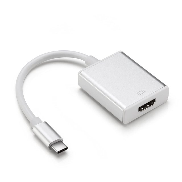 Usb C To Hdmi Adapter Type C Female Hdmi Female Adapter for connecting USB Type C devices to HDMI-enabled monitors, televisions, laptops, and tablets. Features a durable silver finish, compact design, and flexible cable. Built with 60 galvanized copper wires for enhanced signal quality.
