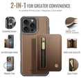 thumbnail image 2 of For iPhone 14 Pro Phone Case Compatible With MagSafe 2 In 1 Wallet With Card Holder &Zipper Cash Pocket,PU Leather Case,RFID Blocking, Kickstand  Magnetic Protective Women Men Cover,Brown, 2 of 8