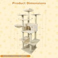 thumbnail image 3 of Gymax 63'' Large Cat Tree for Indoor Cats w/Plush Top Perch Condo Hammock Basket Bed Beige, 3 of 10