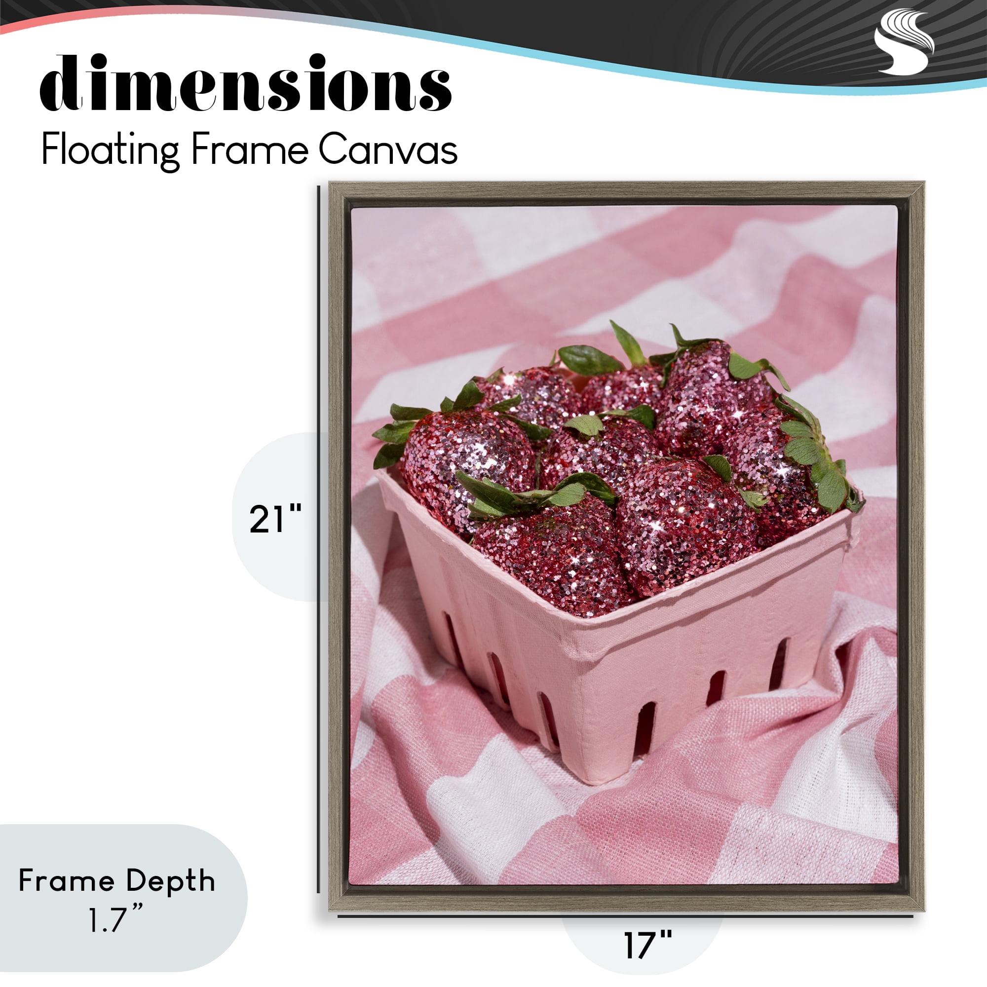 Stupell Industries Glam Glimmer Strawberries Brown Framed Floater Canvas Wall Art, design by LISH Creative