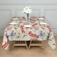 thumbnail image 3 of Beige Baseball Elements Pattern Square Tablecloth,Waterproof Square Table Cover,Wipeable Spillproof Washable Table Cover for Home Kitchen Party Decor 60"x60"(152x152cm), 3 of 6