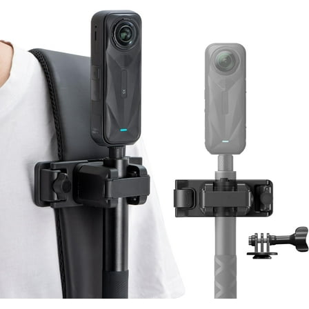 Backpack Strap Clip Mount for GoPro Hero 13/12/11/10/9 Selfie Stick Holster Mount for DJI Osmo 360/Action 6/5 Pro/4/3, for Insta360 X5/X4/X3/Ace Pro 2