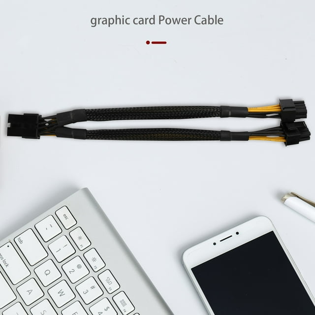 1Pack GPU VGA PCI-E 8 Pin Female to Dual 8(6+2) Pin Male PCI Express Adapter Braided Sleeved Splitter Power Cable 8 Inch