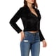 thumbnail image 4 of Chaqueta de motociclista recortada de terciopelo con solapa de pico y cremallera para mujer INSPIRE CHIC XS negra, 4 of 7