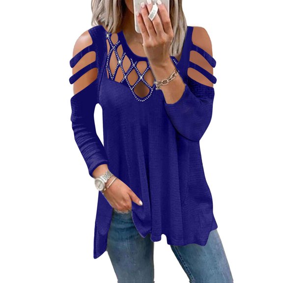 Qepwsc Women's Long Sleeve V Neck Pullover Sweaters 2025 Fall Outfits Cutout Tshirts for Women Graphic Blouses Basic Tees Ladies Tops Trendy Clothes