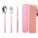 thumbnail image 1 of Nvzi 5pcs Cutlery Set Stainless Steel Flatware , Food-Grade Serving Cutlery Set Tableware Eating Utensils Set,Silvery Pink, 1 of 5