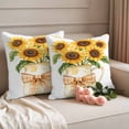 thumbnail image 2 of Sunflower Outdoor Waterproof Pillow Covers, Seasonal Yellow Botanical Blooms Bow Plaid Decorative Square Throw Pillowcase Sofa Cushion Sham for Patio/Couch/Chair, 24"x24" 2 Pack, 2 of 8