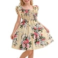 thumbnail image 5 of NAISIBABY Girls Floral Dresses, Square Neck Party Birthday Ruffled Sleeve Kids Summer Smock Sundress Beige Size 10-12, 5 of 7