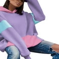 thumbnail image 2 of Femmes Sweat-Shirts à Capuche Contraste Couleur Décontracté Lâches à Manches Longues Pulls avec Poches, 2 of 8
