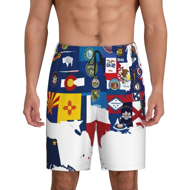 Fotbe The Map Of United States Pantalones Cortos de Pijama para Hombre, Ropa de Dormir, Pantalones de Pijama Cortos para Hombre-XX-Large