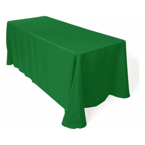 Fabric & Foam Inc 90" Wide by 156" Long Rectangular Polyester Poplin Tablecloth, For 8 Feet Table, Kelly Green