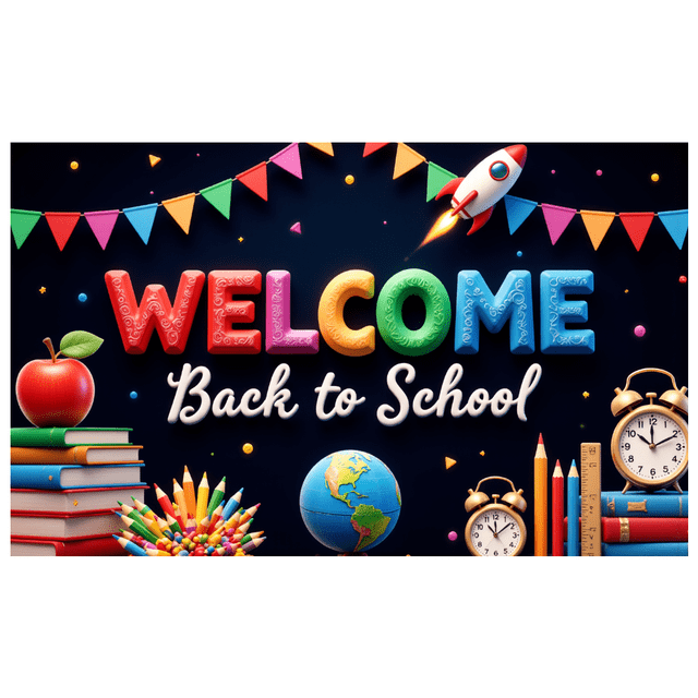 Colorful Design Back to School Banner Educational Theme Classroom Decor Welcome Sign for School Event Teacher's Day