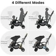 thumbnail image 2 of INFANS Double Stroller with Leather Handle, Front Seat 2-Position Recline, Rear Standing Board, 5-Point Harnesses, Dual Rear Brakes and Lockable Front Wheels, Baby Pushchair for Toddlers, 2 of 8