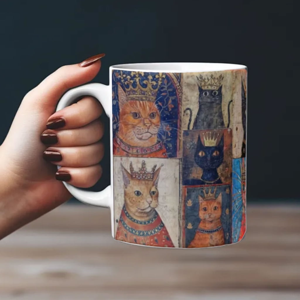 Medieval Cats Pattern Coffee Mug Espresso Cup Drinking Cup Afternoon Teas Mug for and Home Party Enduring