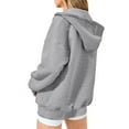 thumbnail image 6 of BXINGOHAI Women's Full Zip Up Hoodie Long Sleeve Hooded Sweatshirts Solid Drawstring with Pockets Jacket Coat for Women Today Gray,L, 6 of 6