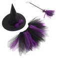 thumbnail image 5 of KAKOWELY 1 juego de disfraz de Halloween, accesorios de cosplay de bruja, sombrero de bruja, vestido y escoba, accesorio para fiesta de cosplay, 5 of 5
