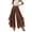 Coffee, variant on Women's Fashion Color Block Chiffon Wide Leg Flare Pants, High Waisted with Irregular Ruffle Hem, Casual Dress Trousers for Summer Daily Outfits Black L