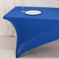 thumbnail image 2 of BalsaCircle Royal Blue and White 6 feet Cross Over Fitted Spandex Tablecloth Rectangular Table Cover Party Wedding Linens Reception Catering Event Decorations, 2 of 8