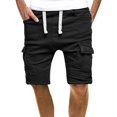 thumbnail image 3 of Outfmvch Cargo Pants For Men Mens Shorts Men'S Summer Casual Solid Shorts Drawstring Pocket Button Shorts Pants Long Johns For Men Black Xl, 3 of 9