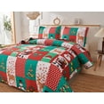 thumbnail image 5 of Smuge Reversible Christmas Santa Claus Bedding Set Green Red Plaid Twin Size Lightweight Snowflake Quilt Set Reindeer Bedspread Snowman Coverlet with 2 Pillow Shams, 5 of 10