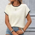 thumbnail image 2 of Women's Ribbed Sweater Crew Neck Short Sleeve Loose Fit Knit Pullover Tops 2026 Spring Summer Trendy Casual Clothes, 2 of 7