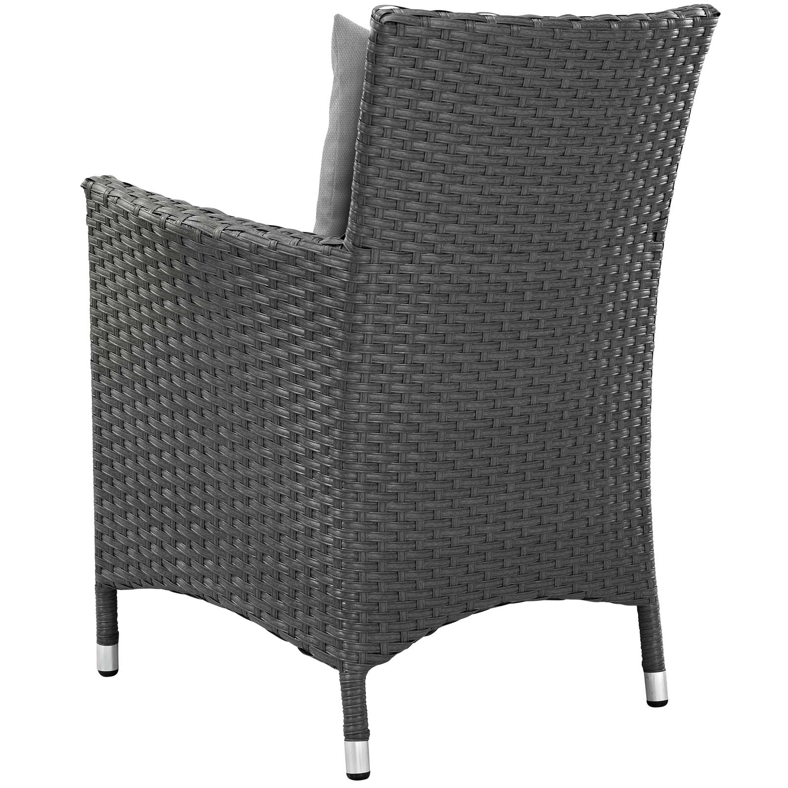 Modern Contemporary Urban Outdoor Patio Balcony Garden Furniture Side Dining Chair and Table Set, Sunbrella Rattan Wicker, Grey Gray - image 5 of 6