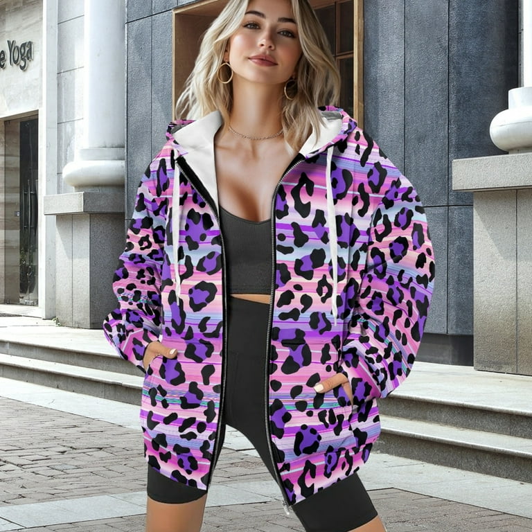 Oversized Hoodie Animal Print Hoodie Ladies SCRAWLGOD Leopard