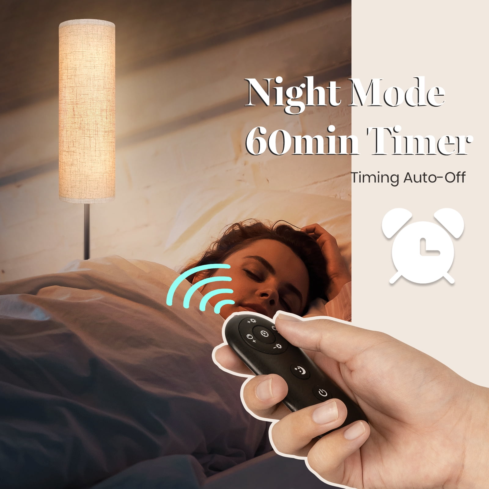 Floor Lamp for Bedroom Living Room Office with Remote Control Modern Living Room LED 4 Color Temperature & Stepless Dimmer, Standing Elegant Lamp 3000k-7000k