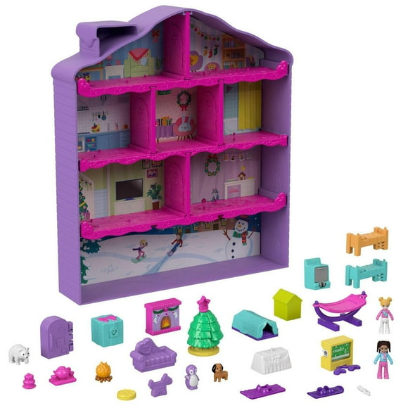 Polly Pocket Advent Calendar, Winter House Design, 4 Floors, 25 Surprises