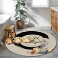 thumbnail image 3 of Round Rugs 4Ft, Japanese Style Round Area Rug Washable Indoor Throw Carpet, Grey Farmhouse Owl Birds Branches Soft Non Slip Circle Rug for Kitchen Nursery Room Home Decor Aesthetic, 3 of 8