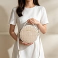 thumbnail image 6 of Forest Style Textured Woven Round Handbag, Boho Crossbody Bag for Women Retro Chic Top, Circle Straw Purse for Travel Shopping, 6 of 7